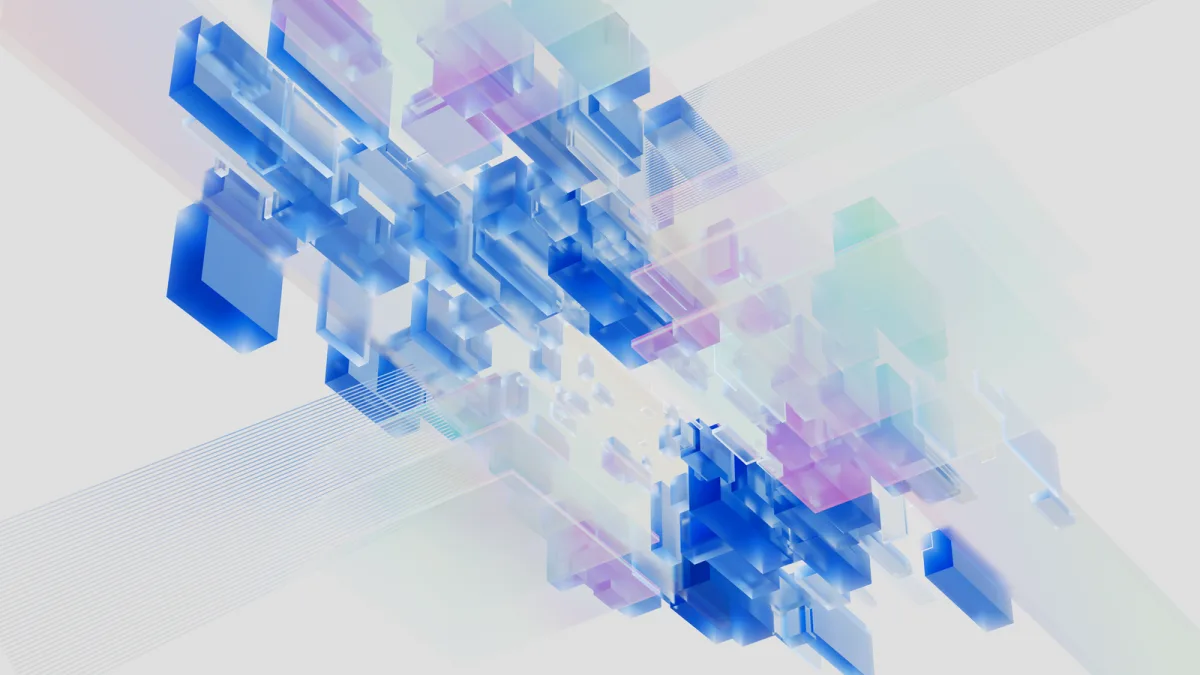 Ilustración abstracta en tres dimensiones de una red neuronal de inteligencia artificial