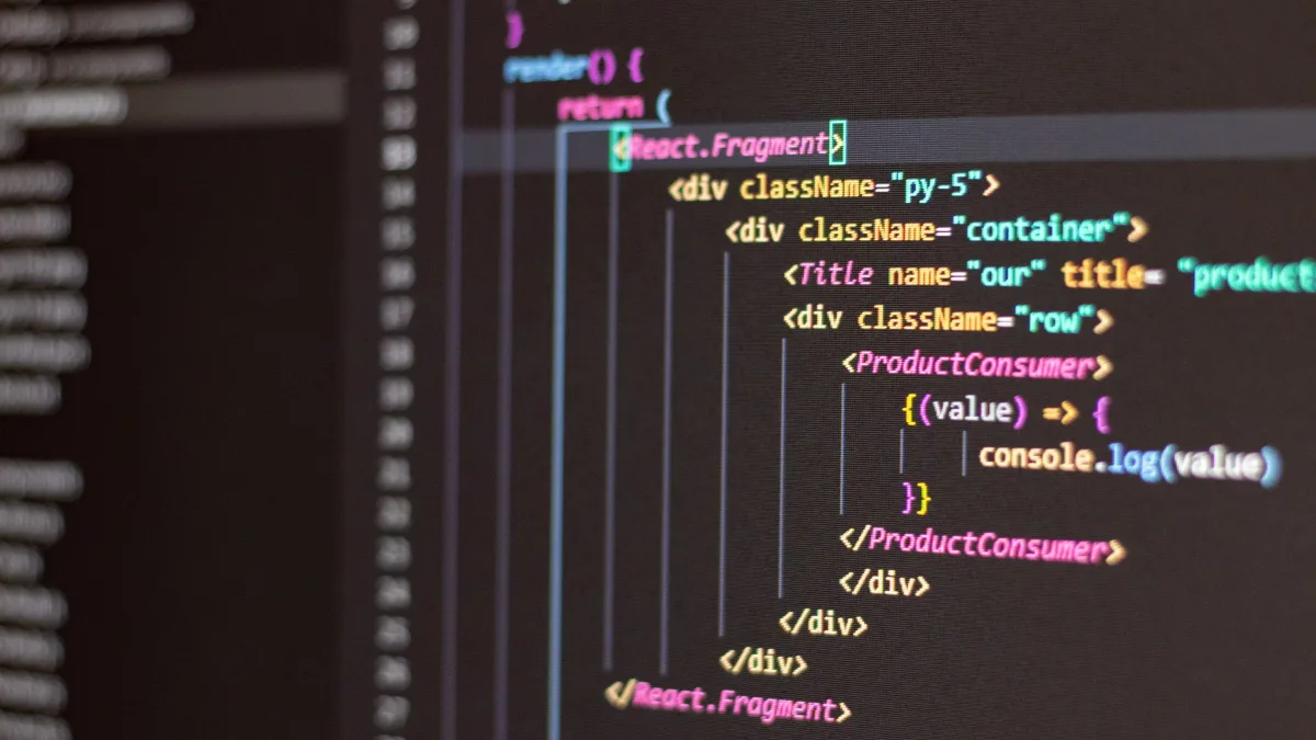 Código HTML y JavaScript en pantalla, con atributos entre comillas dobles