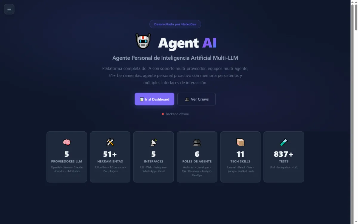 Captura de Agent AI. Un asistente de IA que no depende de un solo proveedor ni de una sola pantalla.